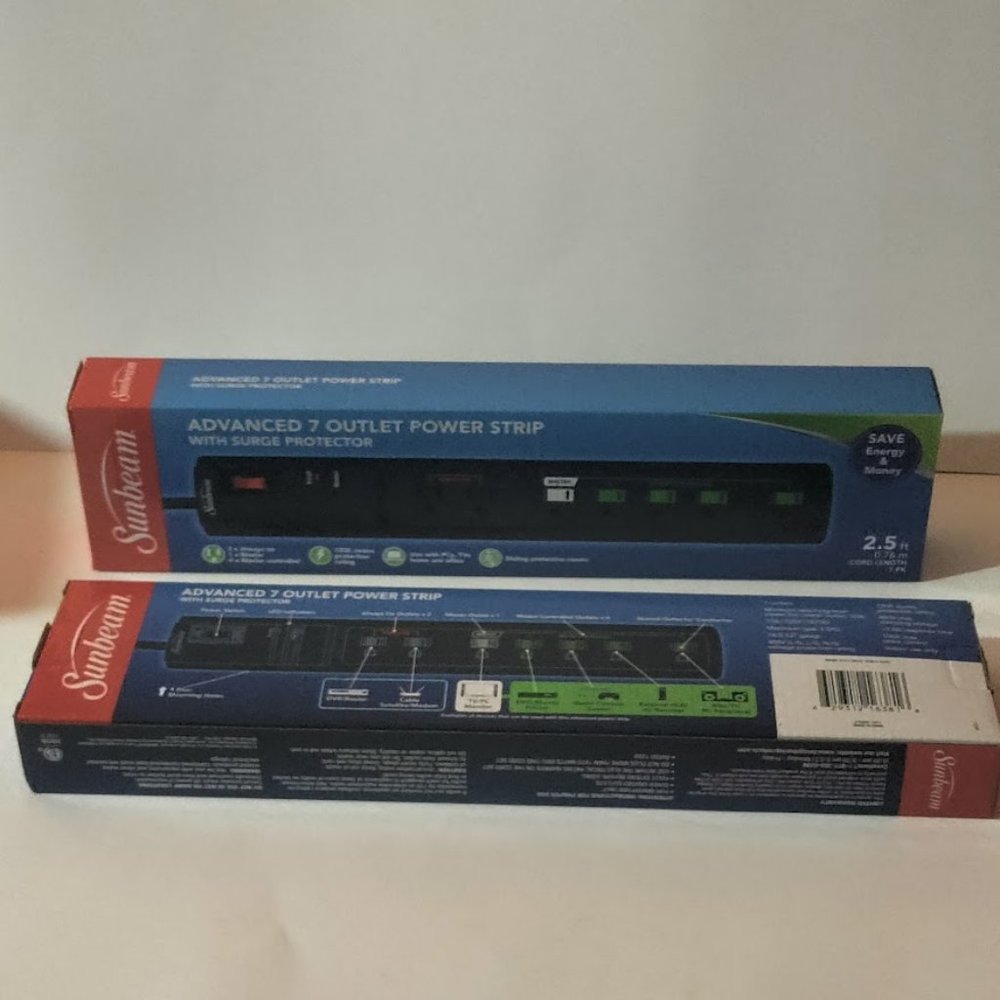Sunbeam Power Strip Advanced 7 Outlet Surge Protector 2 pcs